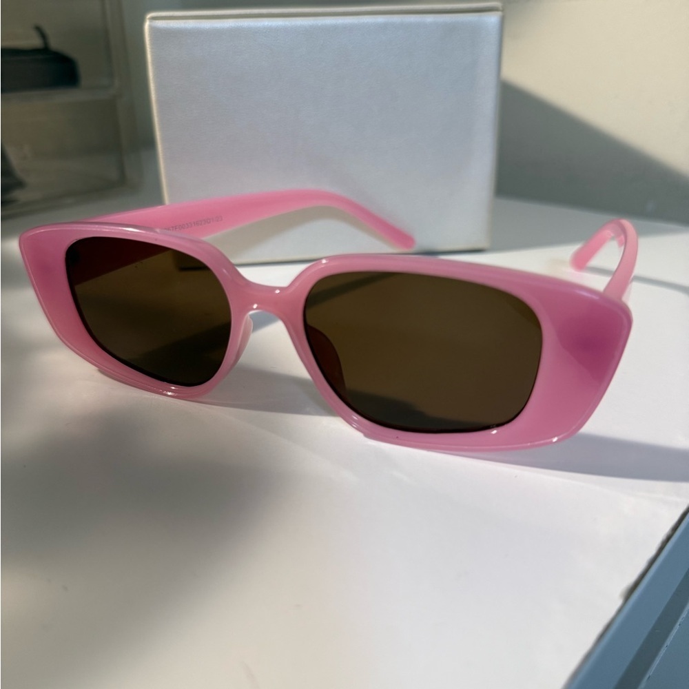 Pink Rectangular Sunglasses - Picture 4 of 9